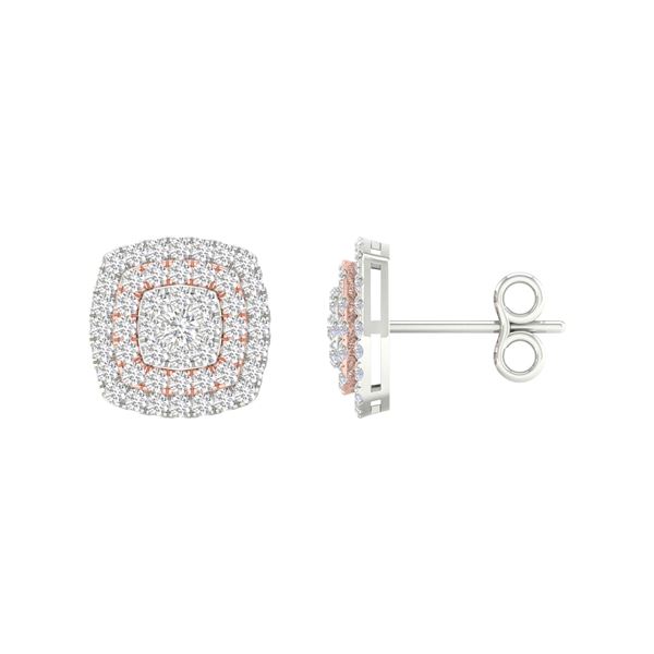 Diamond Square Cluster Earrings 1 Cttw 14kt Two-tone Gold