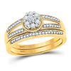 Image 1 : Diamond Cluster Bridal Wedding Ring Band Set 1/4 Cttw 10kt Yellow Gold