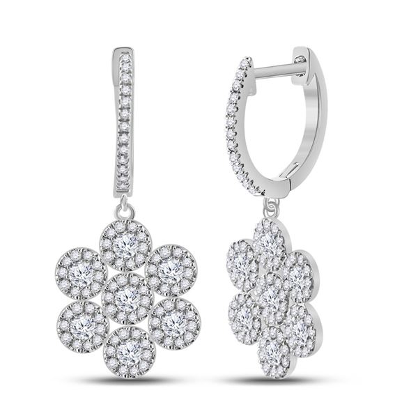 Diamond Dangle Earrings 1 Cttw 10kt White Gold