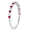 Image 3 : Princess Ruby Diamond Alternating Stackable Band Ring 3/8 Cttw 10kt White Gold