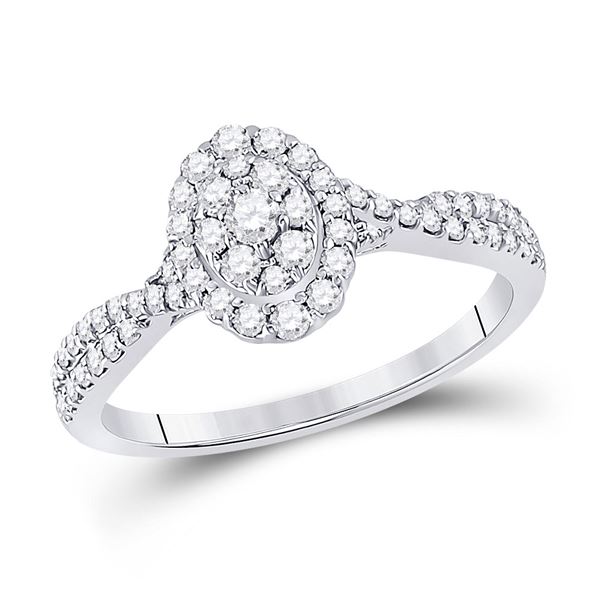 Diamond Oval Cluster Ring 1/2 Cttw 10kt White Gold