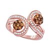 Image 1 : Brown Diamond Bypass Flower Cluster Ring 3/4 Cttw 10kt Rose Gold