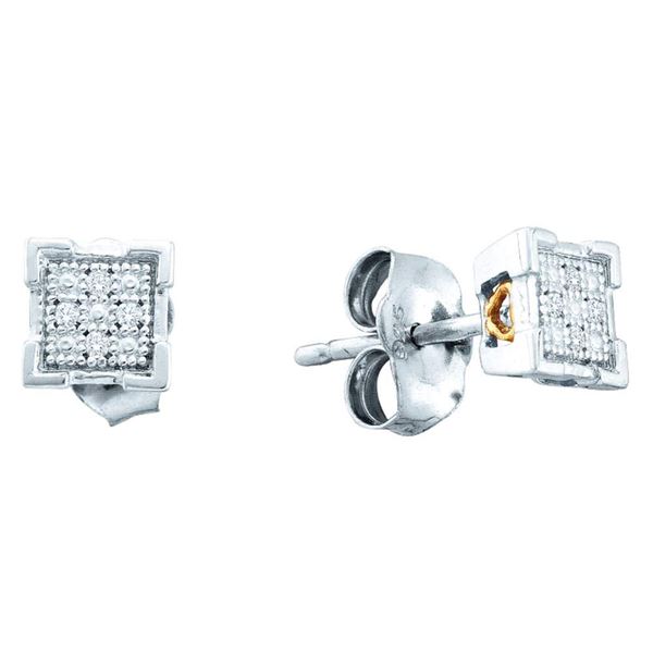 Diamond Square Cluster Earrings .03 Cttw Sterling Silver