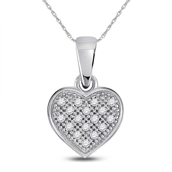 Diamond Simple Heart Cluster Pendant 1/20 Cttw 10kt White Gold
