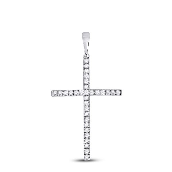 Diamond Cross Pendant 1/4 Cttw 10kt White Gold