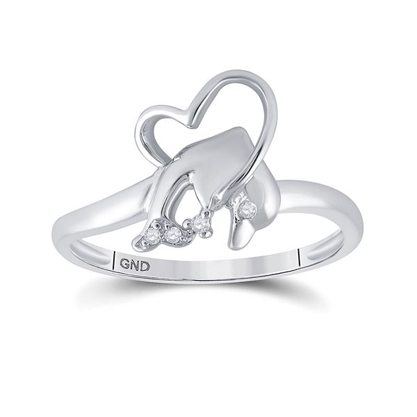 Diamond Dolphin Ring .02 Cttw 10kt White Gold