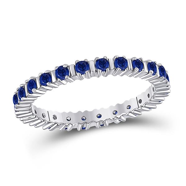 Blue Sapphire Stackable Band Ring 1 Cttw 10kt White Gold