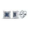 Image 1 : Blue Color Enhanced Diamond Square Earrings 1/10 Cttw Sterling Silver