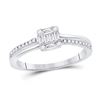 Image 1 : Baguette Diamond Square Cluster Ring 1/4 Cttw 14kt White Gold