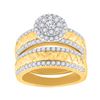 Image 2 : His Hers Diamond Cluster Matching Wedding Set 1-1/2 Cttw 14kt Yellow Gold