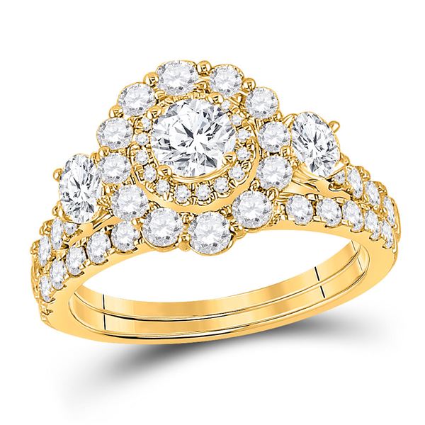 Diamond Bridal Wedding Ring Band Set 2 Cttw 14kt Yellow Gold