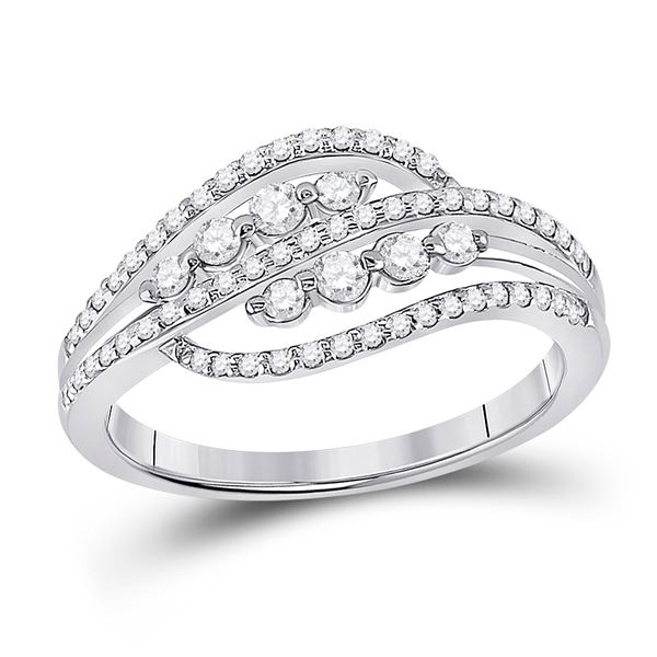 Diamond Crossover Fashion Ring 1/2 Cttw 10kt White Gold