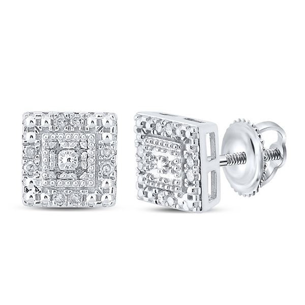 Diamond Square Earrings 1/8 Cttw 10kt White Gold