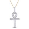 Image 1 : Mens Baguette Diamond Ankh Cross Charm Pendant 1-1/2 Cttw 10kt Yellow Gold