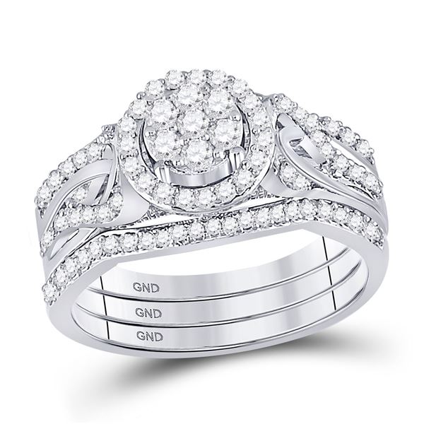 Diamond Bridal Wedding Ring Band Set 1/2 Cttw 10kt White Gold