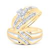 Image 1 : His Hers Diamond Solitaire Matching Wedding Set 1/3 Cttw 10kt Yellow Gold