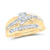 Image 2 : His Hers Diamond Solitaire Matching Wedding Set 1/3 Cttw 10kt Yellow Gold
