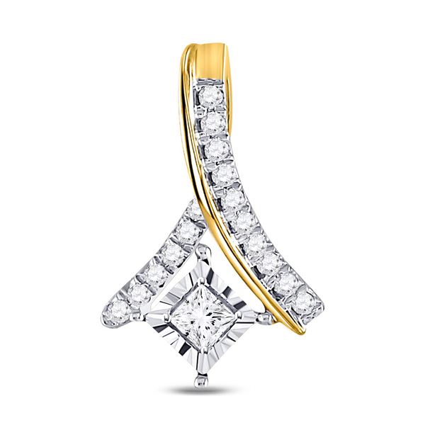 Princess Diamond Solitaire Pendant 1/5 Cttw 10kt Yellow Gold