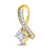 Image 2 : Princess Diamond Solitaire Pendant 1/5 Cttw 10kt Yellow Gold