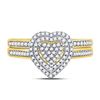Image 2 : Diamond Heart Bridal Wedding Ring Band Set 1/3 Cttw 10kt Yellow Gold