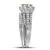 Image 2 : Yellow Diamond Cluster Bridal Wedding Ring Band Set 1 Cttw 14kt White Gold