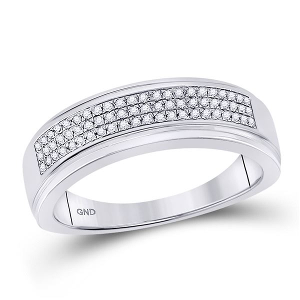 Mens Diamond Pave Band Ring 1/5 Cttw 10kt White Gold