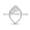 Image 2 : Baguette Diamond Scattered Oval Ring 1/8 Cttw 14kt White Gold
