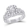 Image 1 : Diamond Bridal Wedding Ring Band Set 1-1/2 Cttw 14kt White Gold