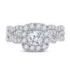Image 2 : Diamond Bridal Wedding Ring Band Set 1-1/2 Cttw 14kt White Gold