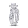 Image 3 : Diamond Bridal Wedding Ring Band Set 1-1/2 Cttw 14kt White Gold