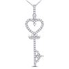 Image 1 : Diamond Key Heart Pendant 1/5 Cttw 10kt White Gold