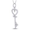 Image 2 : Diamond Key Heart Pendant 1/5 Cttw 10kt White Gold