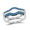 Image 1 : Blue Color Enhanced Diamond Wrap Enhancer Wedding Band 1/3 Cttw 14kt White Gold