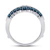 Image 4 : Blue Color Enhanced Diamond Wrap Enhancer Wedding Band 1/3 Cttw 14kt White Gold