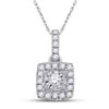 Image 1 : Diamond Square Pendant 1/6 Cttw 10kt White Gold