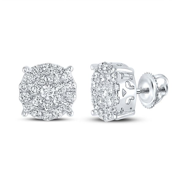 Diamond Cluster Earrings 2 Cttw 10kt White Gold