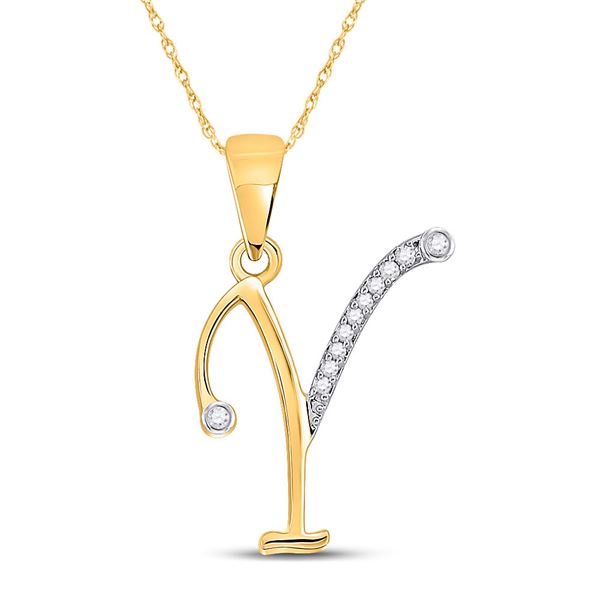 Diamond I Initial Letter Pendant 1/20 Cttw 10kt Yellow Gold