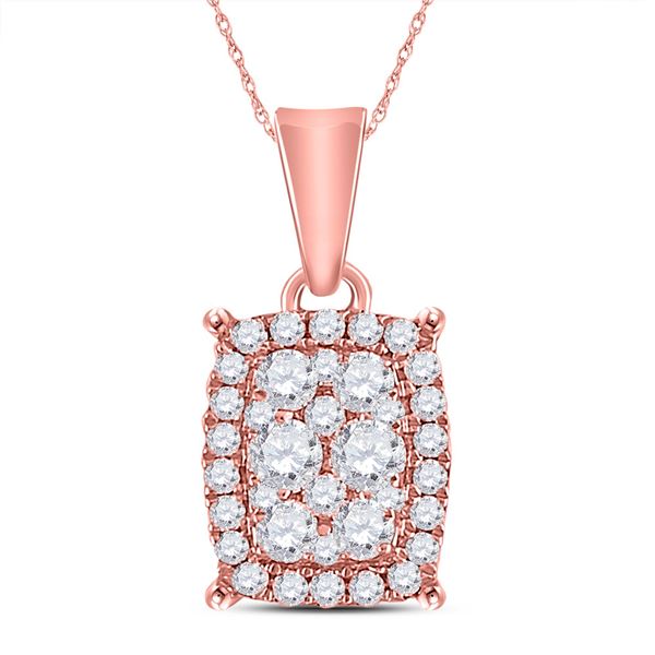 Diamond Rectangle Cluster Pendant 1/4 Cttw 14kt Rose Gold