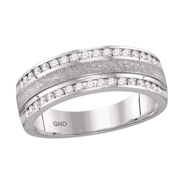 Mens Diamond Grecco Wedding Anniversary Band 1/2 Cttw 14k White Gold