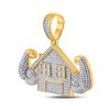 Image 2 : Mens Diamond Flex Trap House Charm Pendant 1-1/2 Cttw 10kt Yellow Gold