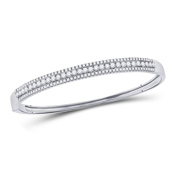 Diamond Bangle Bracelet 1-7/8 Cttw 14kt White Gold
