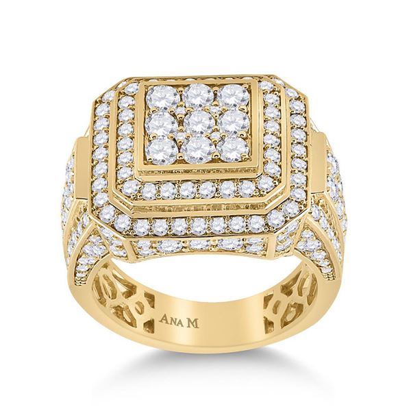 Mens Diamond Square Ring 4 Cttw 14kt Yellow Gold