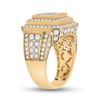 Image 4 : Mens Diamond Square Ring 4 Cttw 14kt Yellow Gold