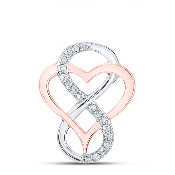 Diamond Infinity Heart Pendant 1/10 Cttw 10kt Two-tone Gold