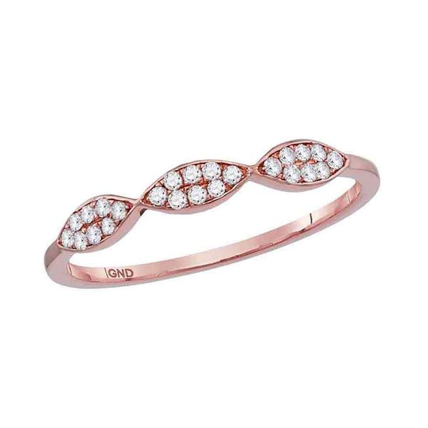 Diamond Oval Cluster Stackable Band Ring 1/8 Cttw 10kt Rose Gold
