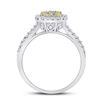 Image 3 : Yellow Diamond Square Cluster Ring 3/4 Cttw 14kt White Gold