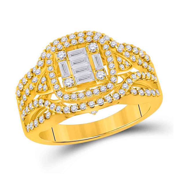 Baguette Diamond Square Fashion Ring 1 Cttw 14kt Yellow Gold