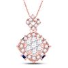 Image 1 : Diamond Blue Sapphire Cluster Pendant 5/8 Cttw 14kt Rose Gold