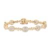 Image 1 : Baguette Diamond Oval Link Bracelet 2 Cttw 14kt Yellow Gold
