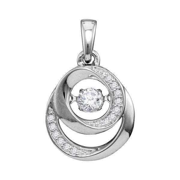 Diamond Moving Twinkle Solitaire Pendant 1/5 Cttw 10kt White Gold